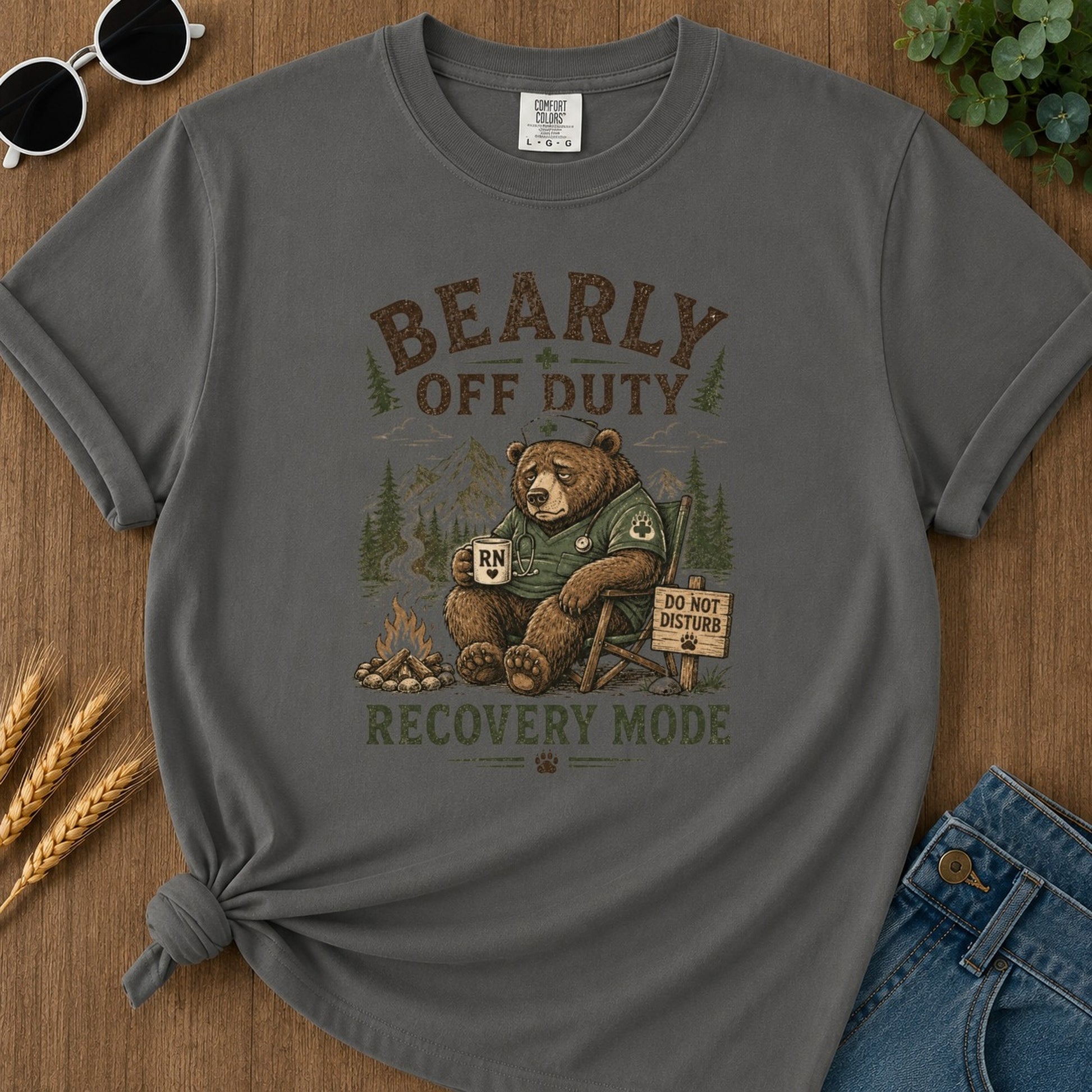 Bearly Off Duty T-shirt - Pepper Mockup