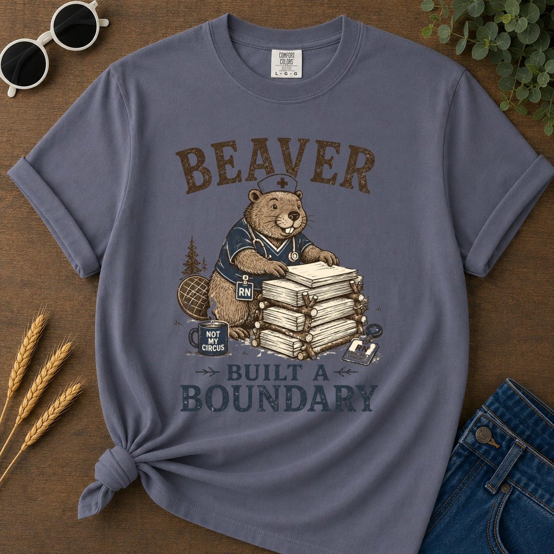 Beaver Boundary T-shirt - Navy Mockup