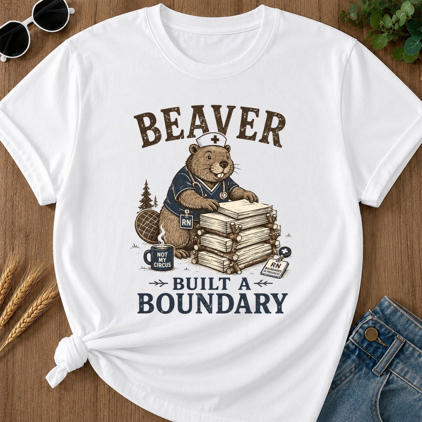 Beaver Boundary T-shirt - White Mockup