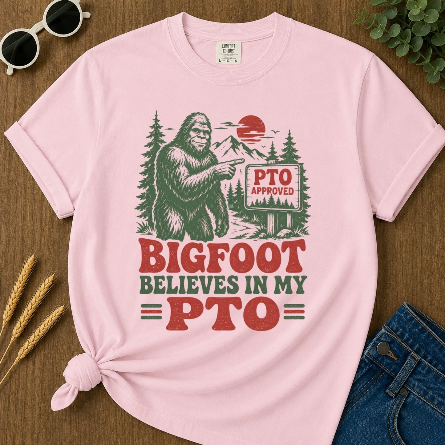 Bigfoot Believes Pto T-shirt - Blossom Mockup