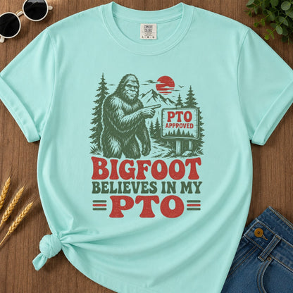 Bigfoot Believes Pto T-shirt - Chalky Mint Mockup