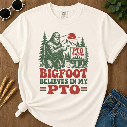 Bigfoot Believes Pto T-shirt - Ivory Mockup