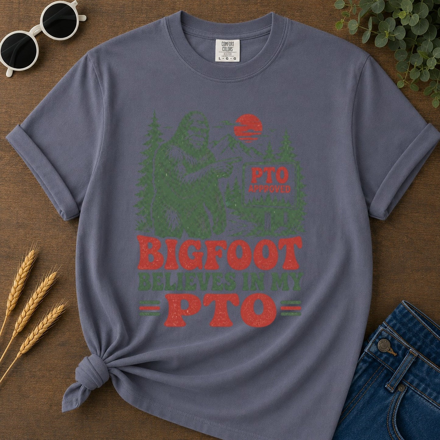 Bigfoot Believes Pto T-shirt - Navy Mockup
