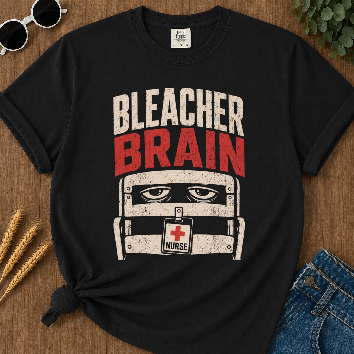 Bleacher Brain T-shirt - Black Mockup