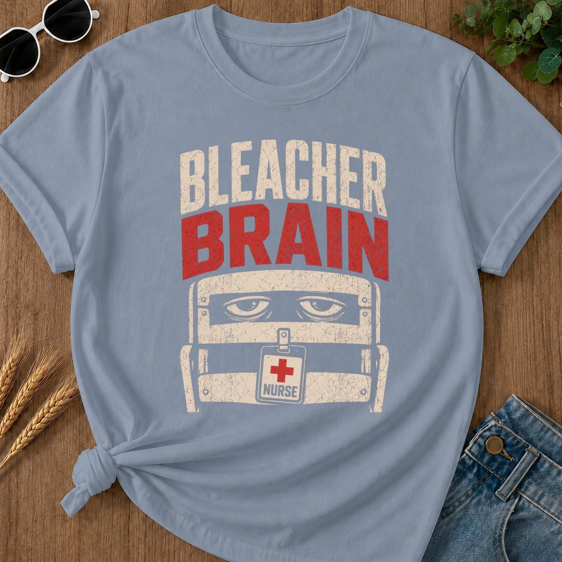 Bleacher Brain T-shirt - Blue Jean Mockup