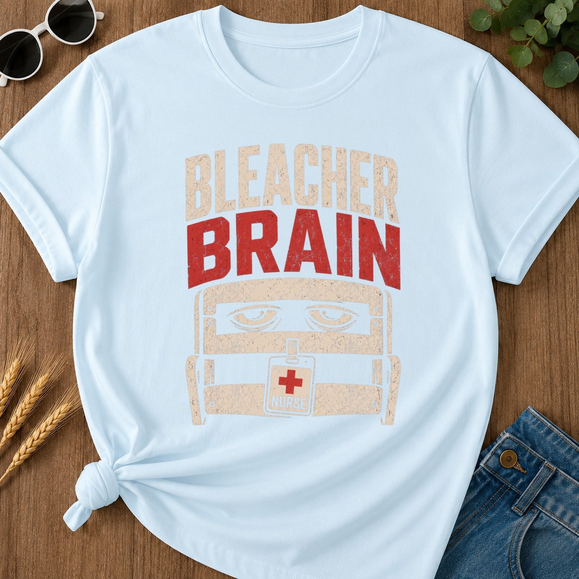 Bleacher Brain T-shirt - Chambray Mockup