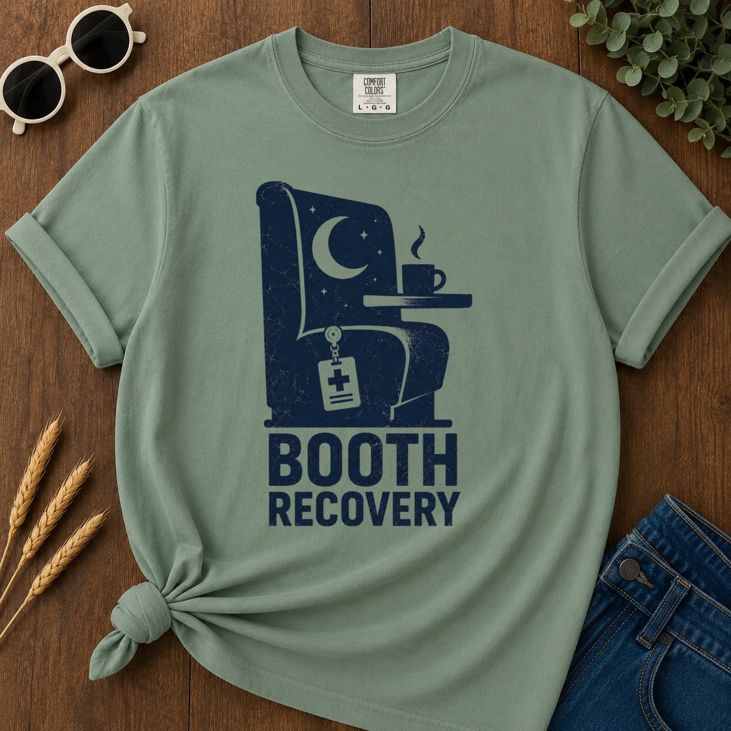 Booth Recovery T-shirt - Light Green Mockup