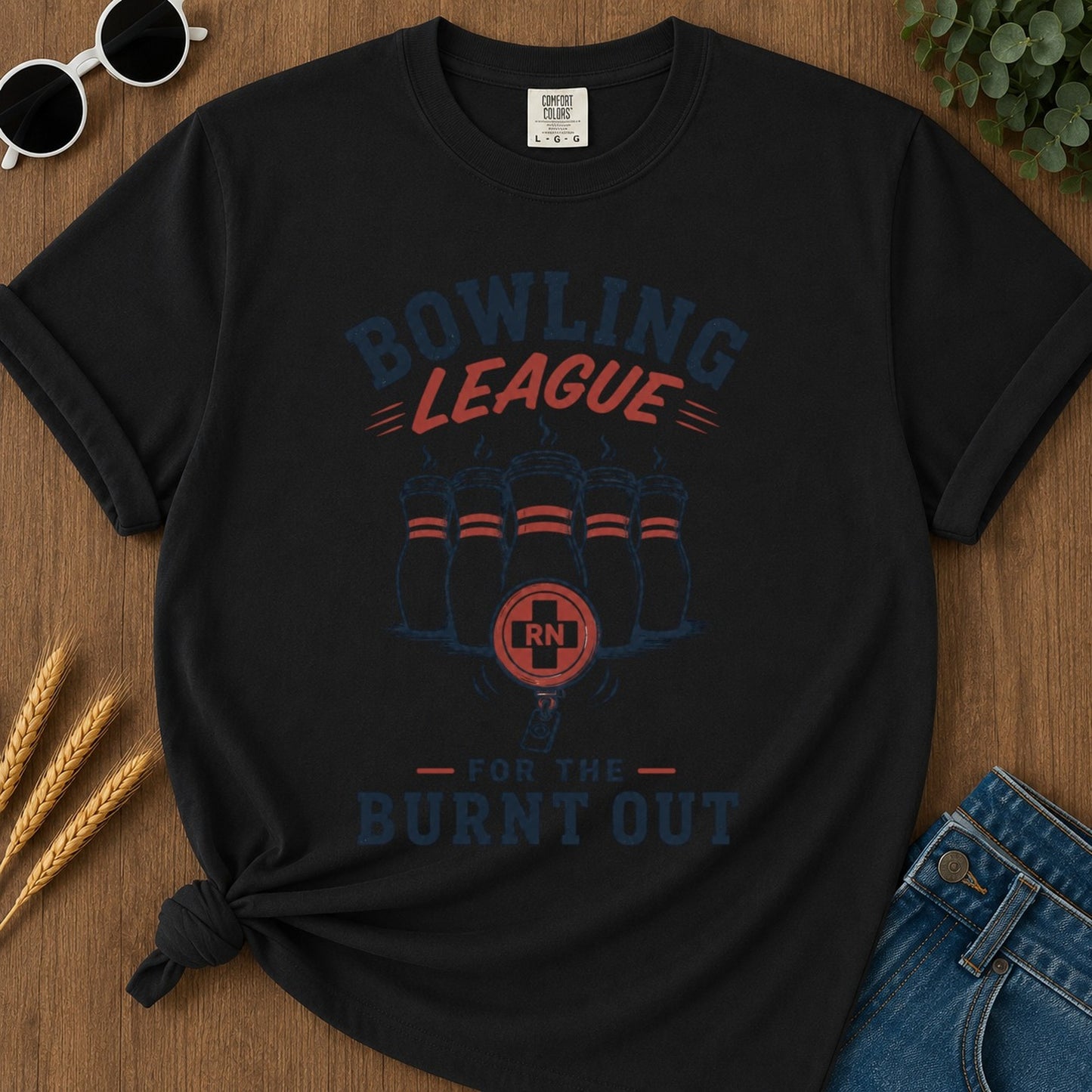 Bowling League T-shirt - Black Mockup