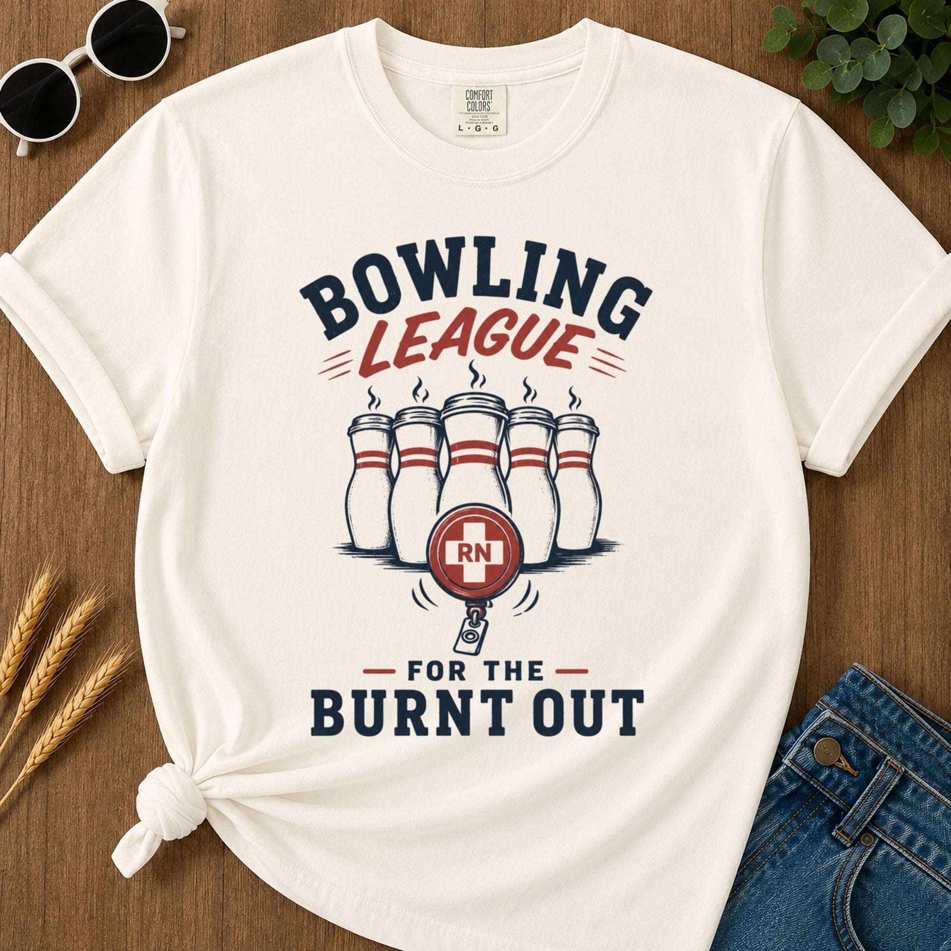 Bowling League T-shirt - Ivory Mockup