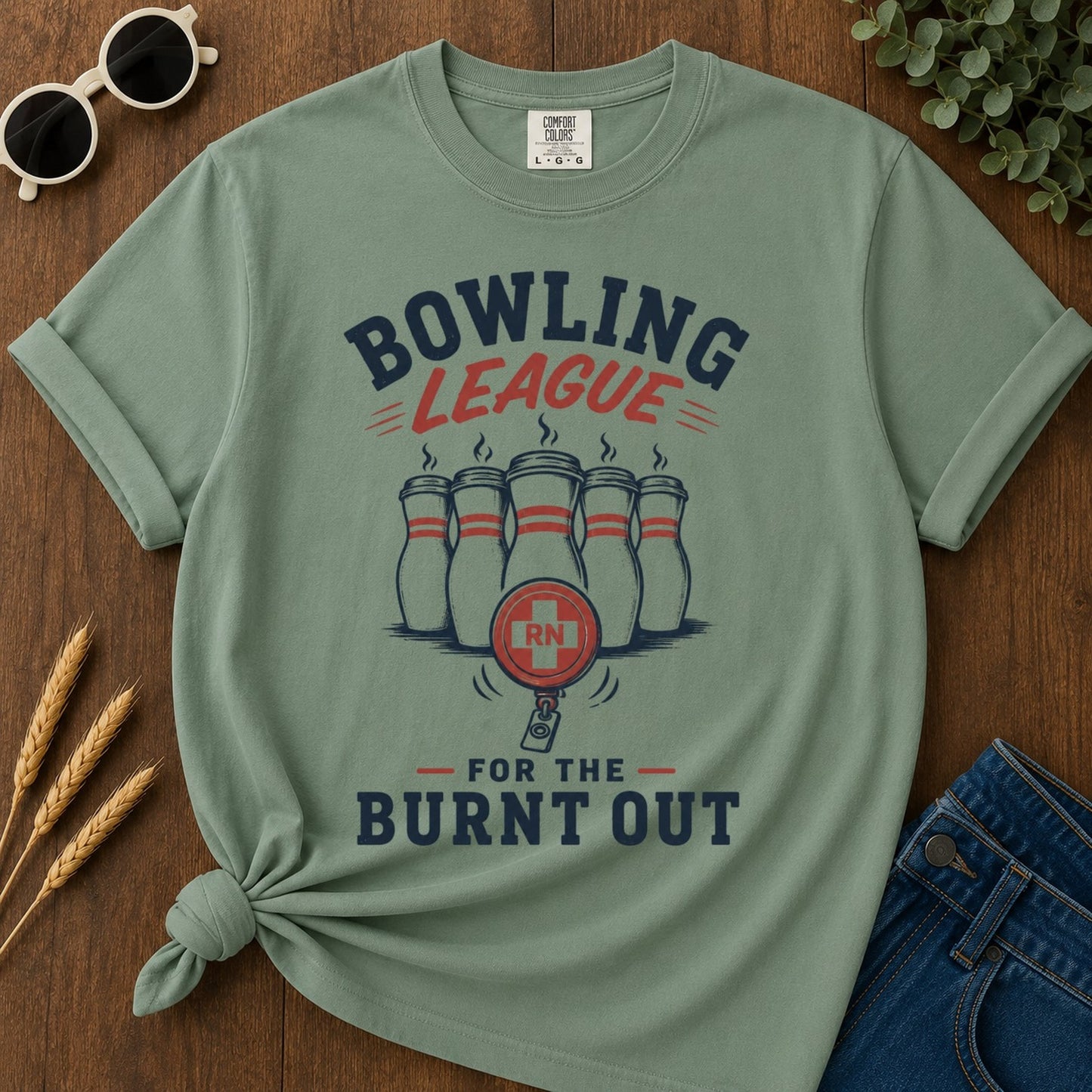 Bowling League T-shirt - Light Green Mockup