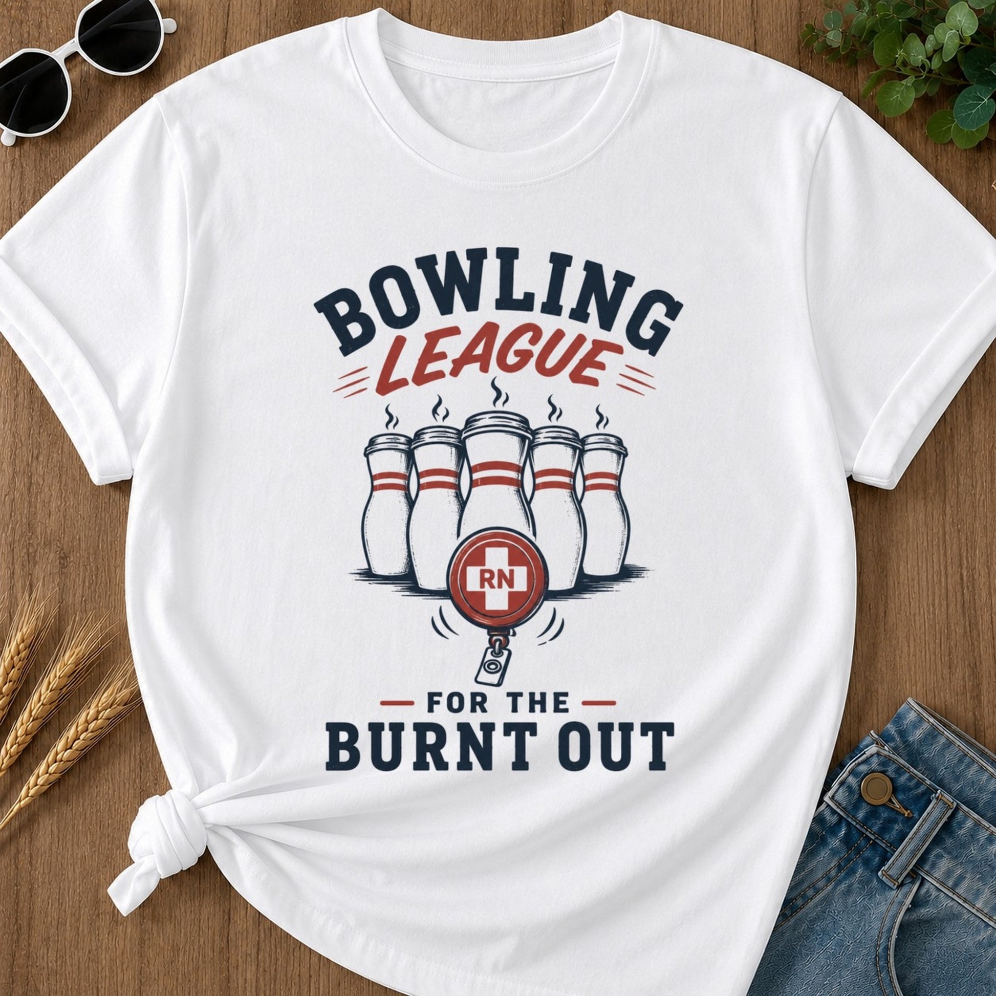 Bowling League T-shirt - White Mockup