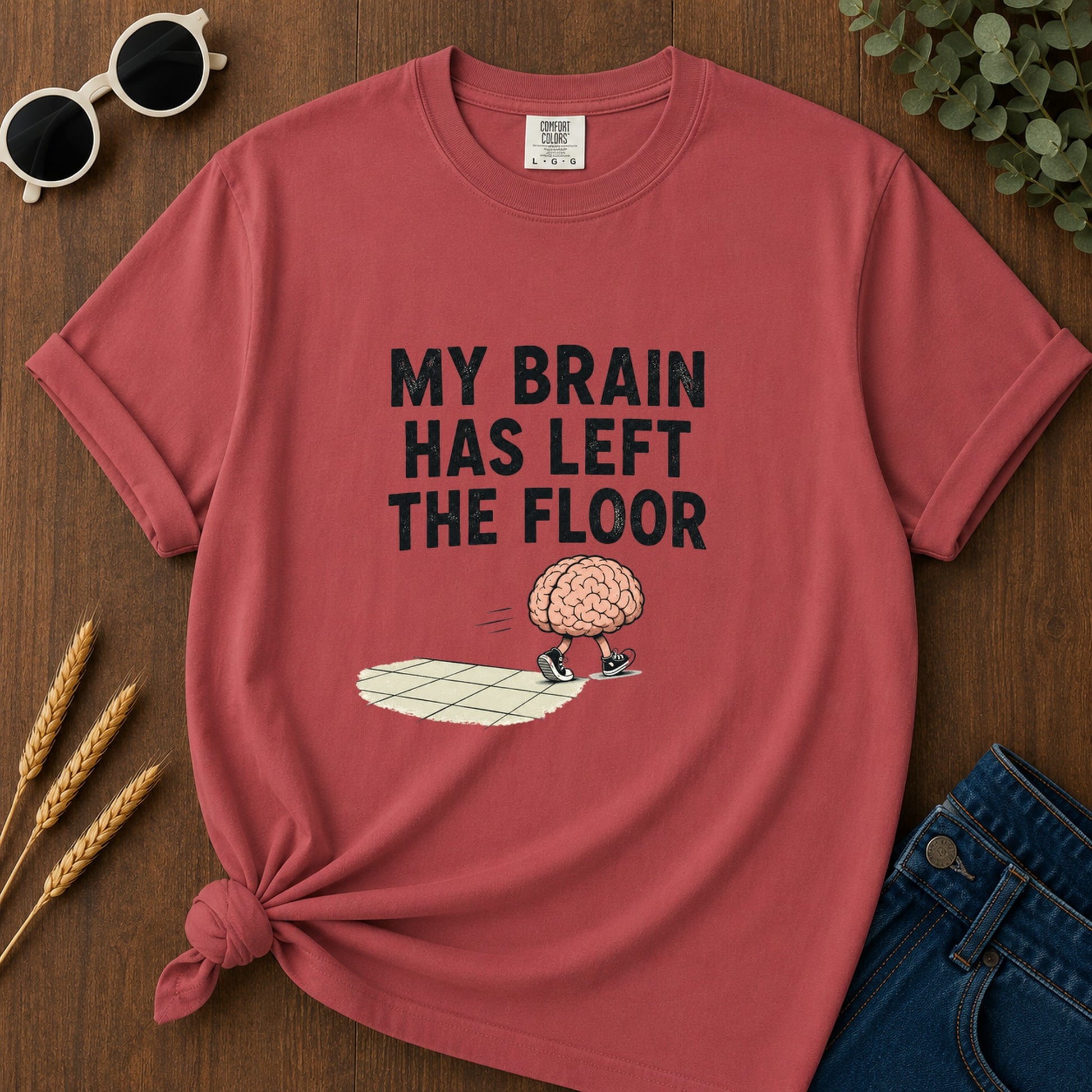 Brain Left Floor T-Shirt - Crimson