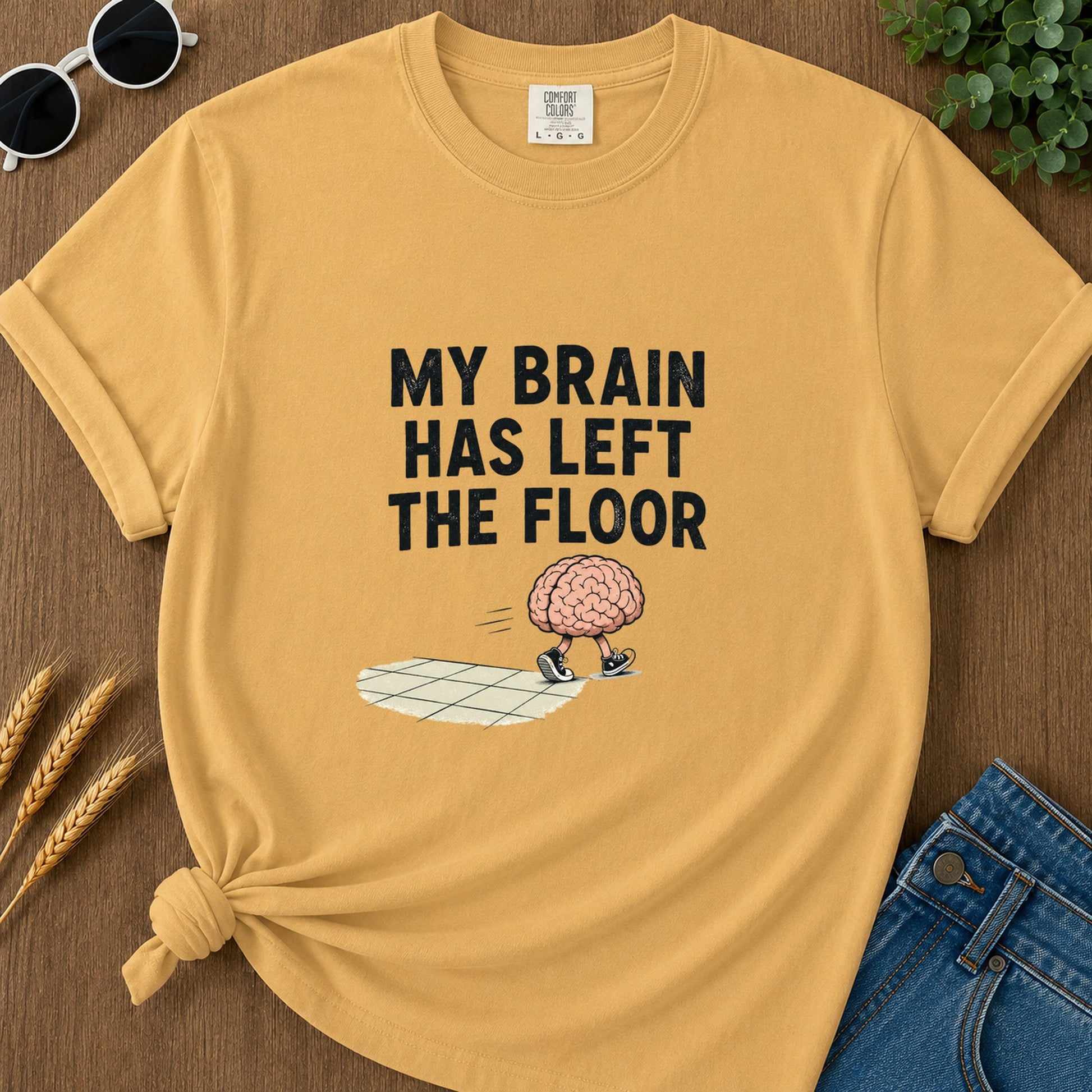 Brain Left Floor T-Shirt - Mustard