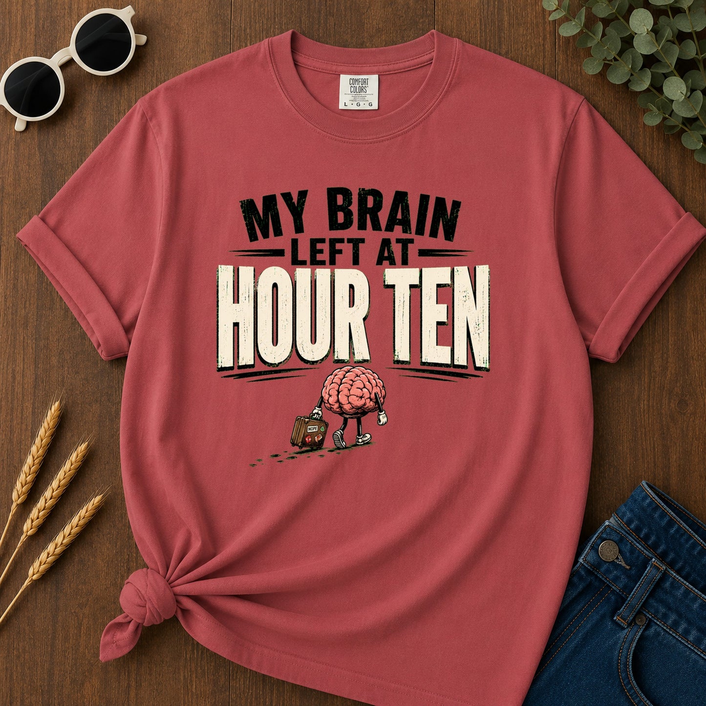 Brain Left Hour Ten T-Shirt - Crimson