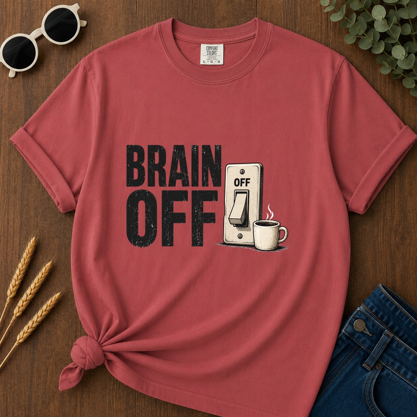 Brain Off T-Shirt - Crimson