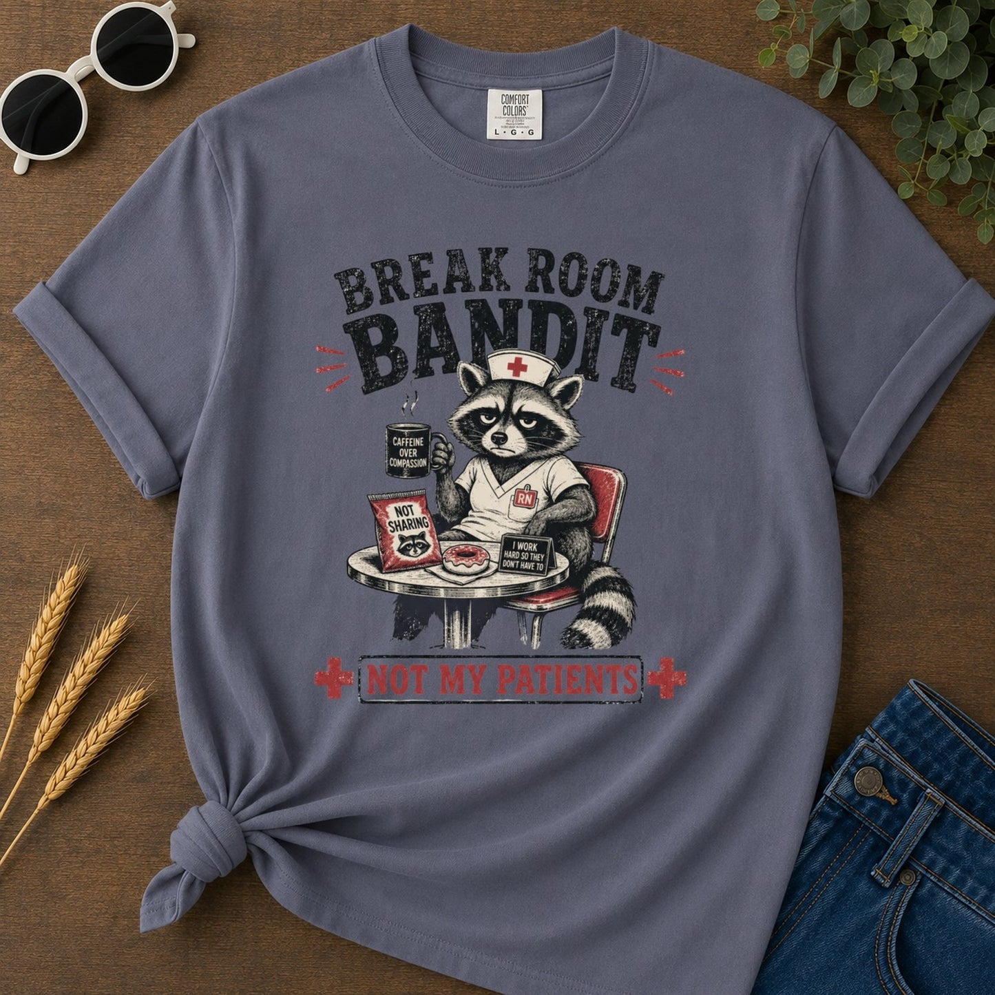Break Room Bandit T-shirt - Navy Mockup