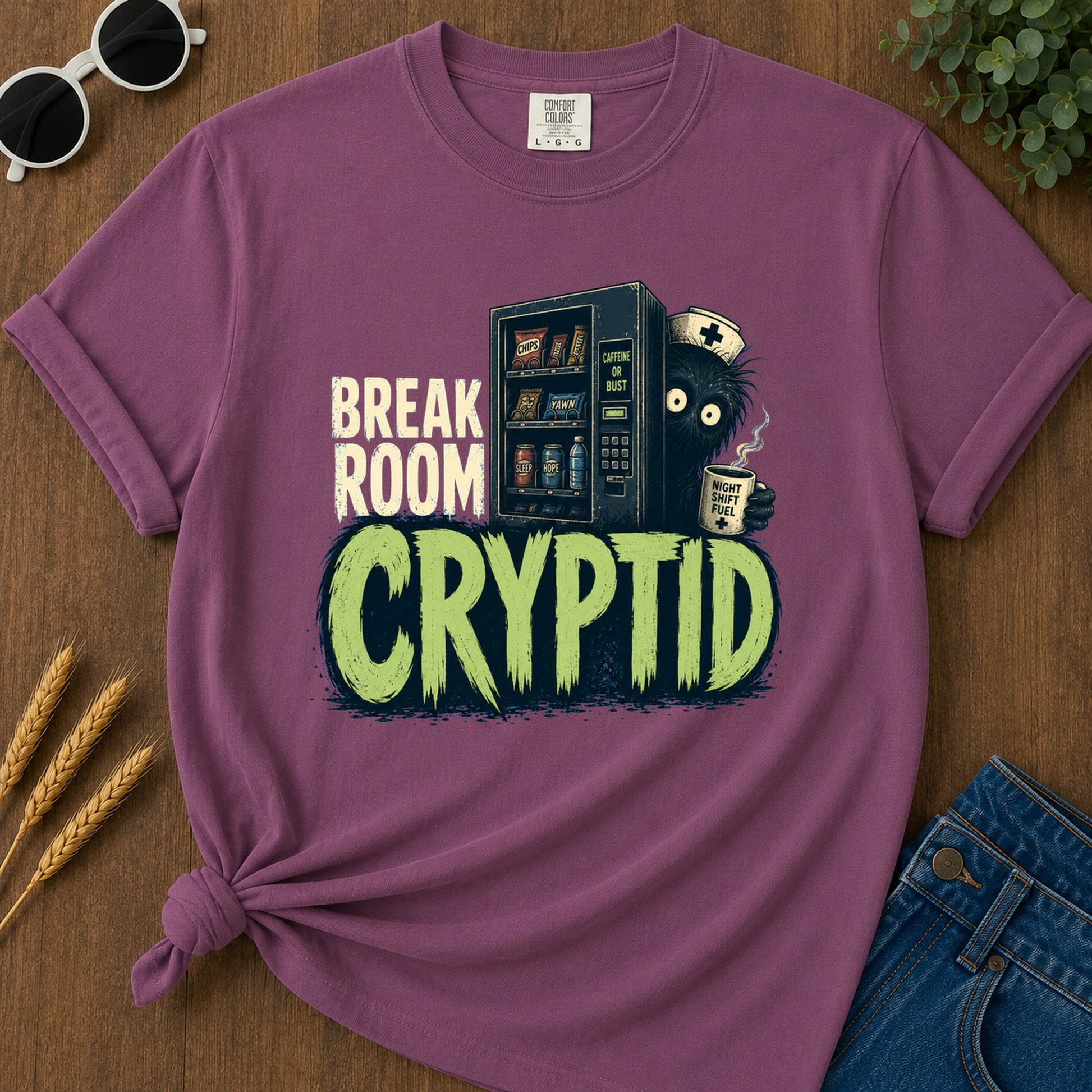 Break Room Cryptid T-Shirt - Berry