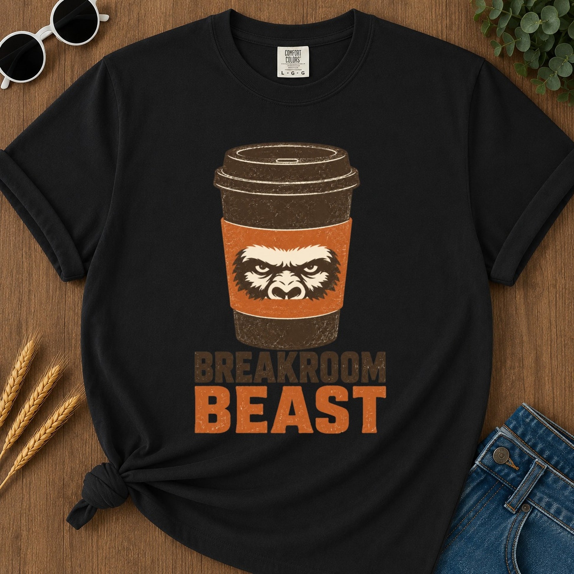 Breakroom Beast T-shirt - Black Mockup