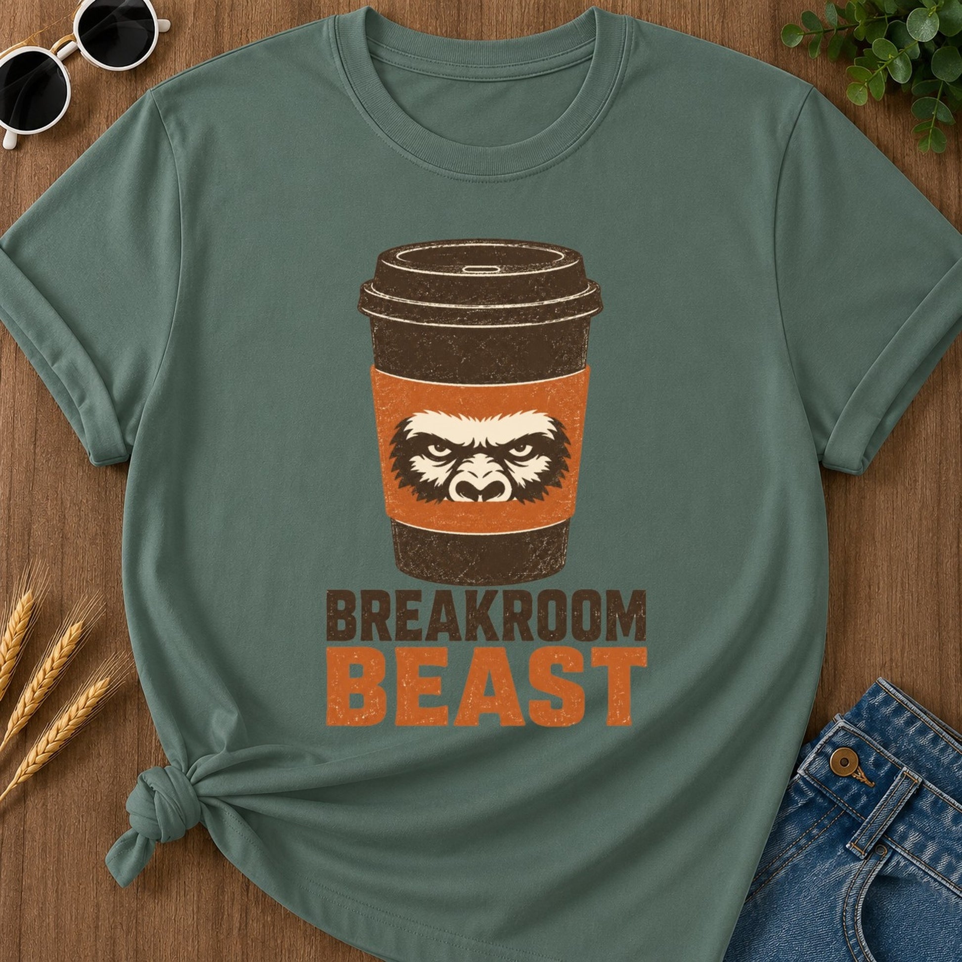 Breakroom Beast T-shirt - Blue Spruce Mockup