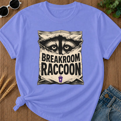 Breakroom Raccoon T-shirt - Flo Blue Mockup