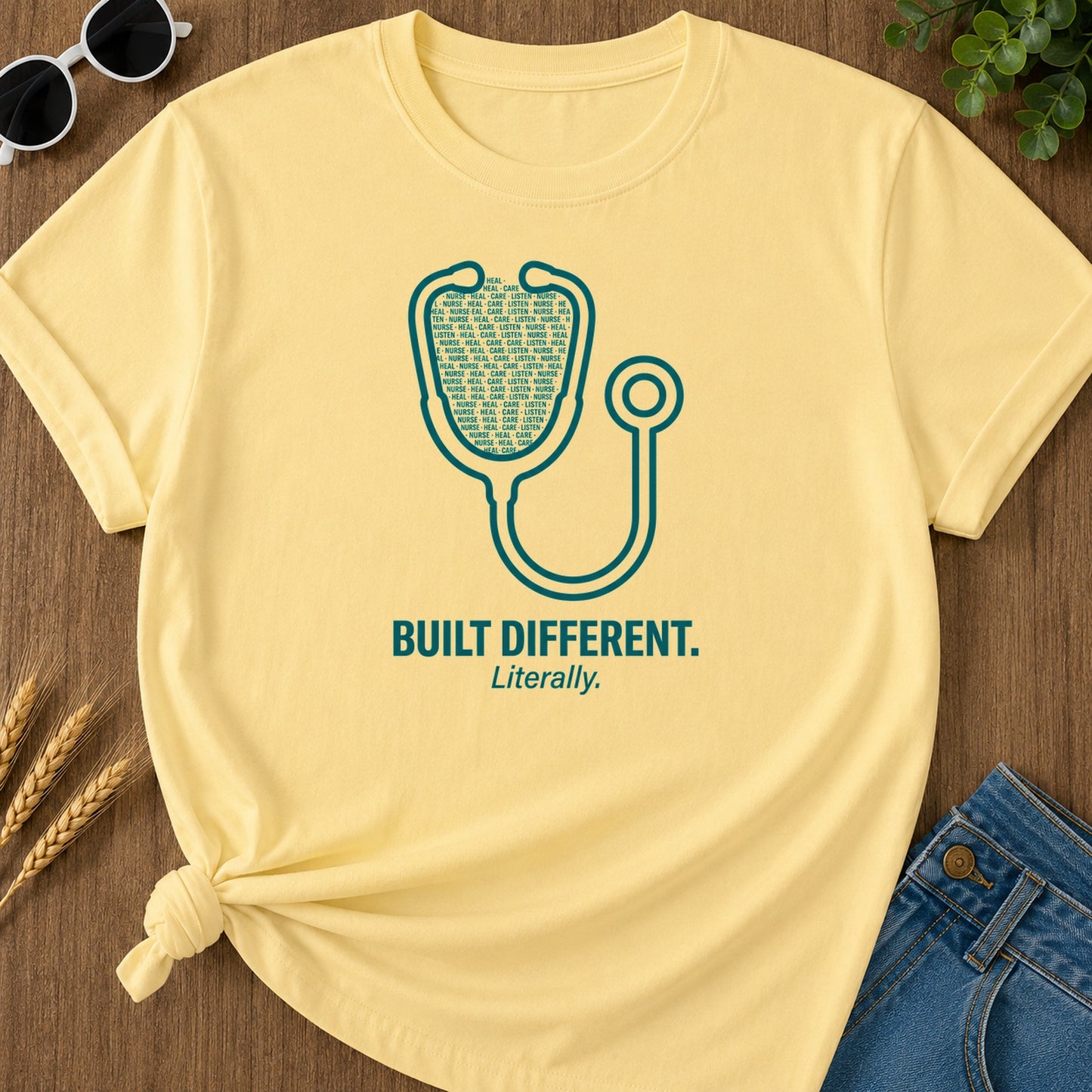 Butter front mockup - Built Different T-Shirt