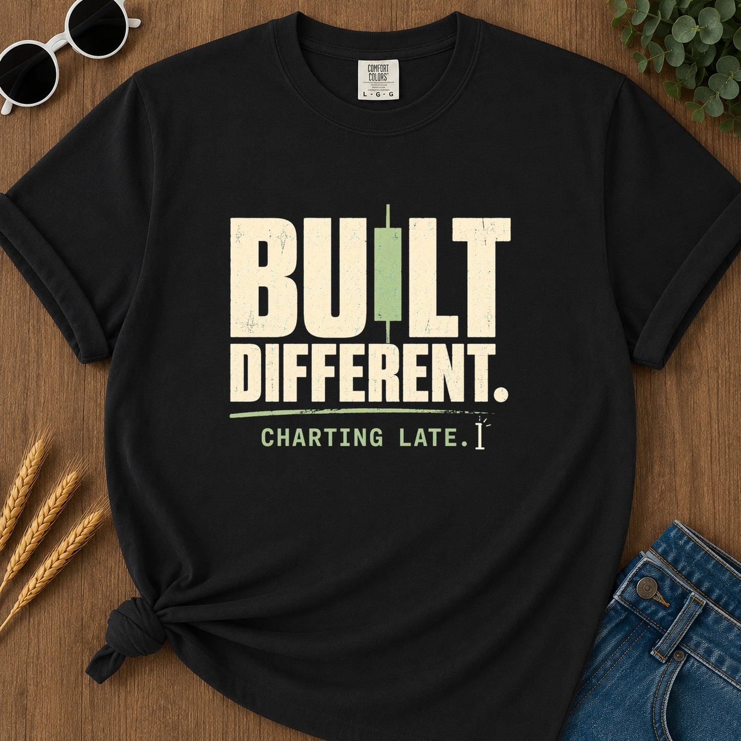 Built Different Charting Late T-Shirt - Black