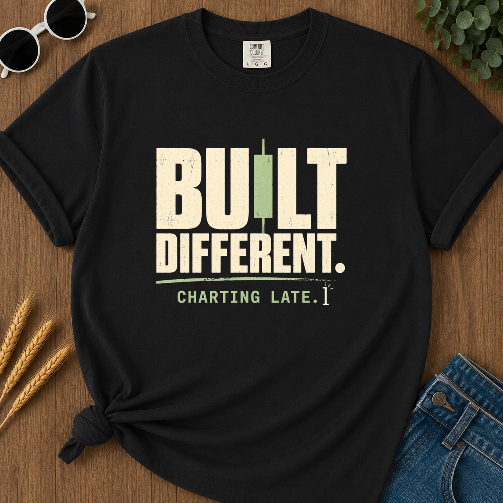 Built Different Charting Late T-Shirt - Black