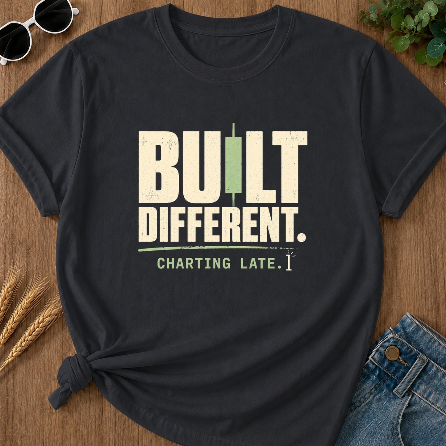 Built Different Charting Late T-Shirt - Graphite