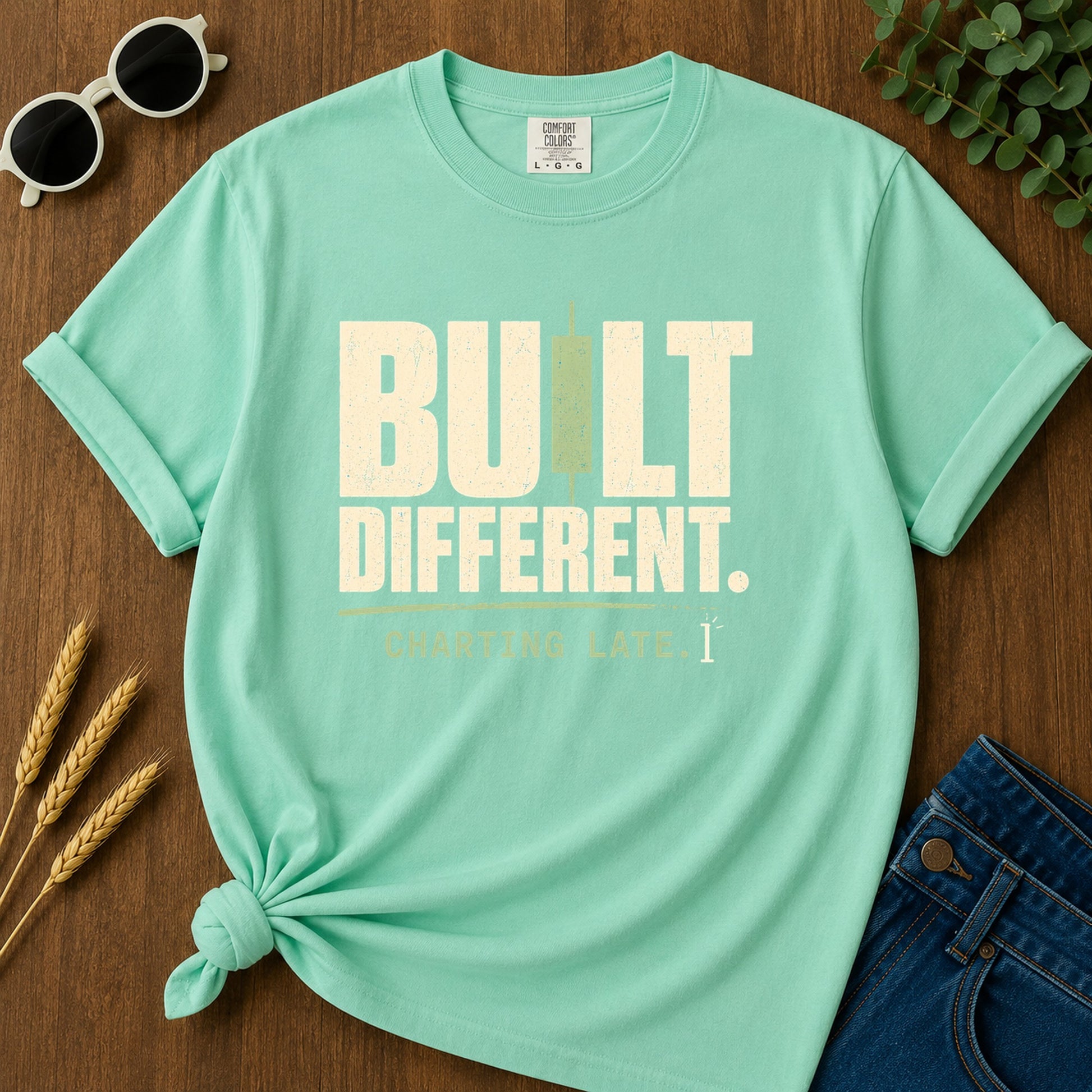 Built Different Charting Late T-Shirt - Island Reef