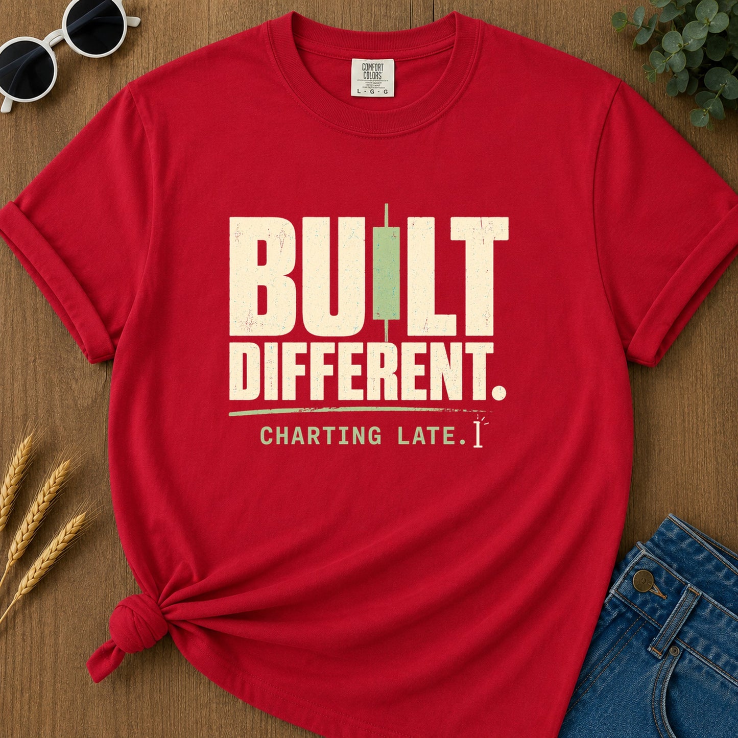 Built Different Charting Late T-Shirt - Red