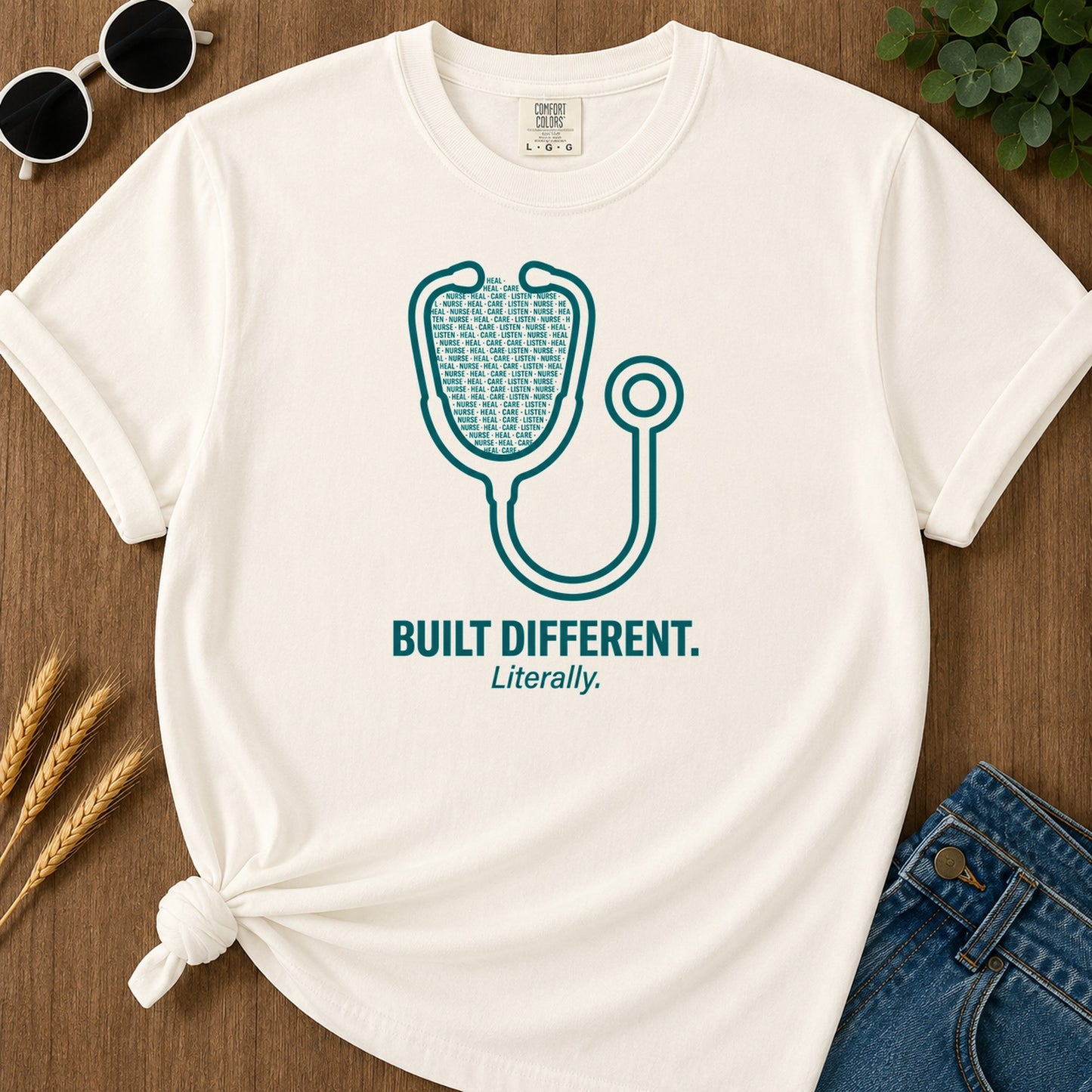 Ivory front mockup - Built Different T-Shirt
