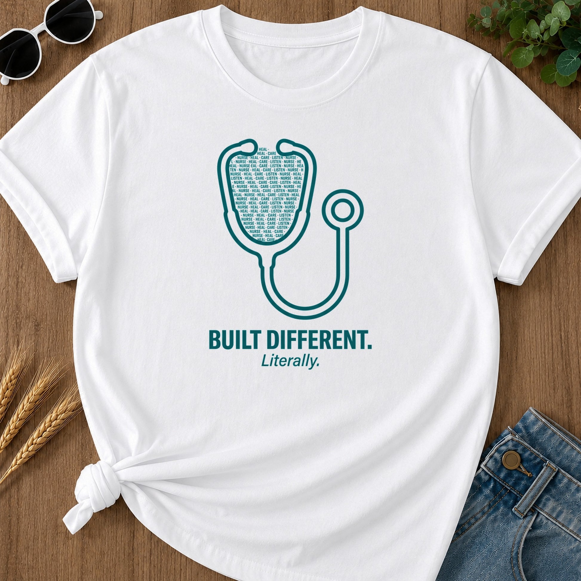 White front mockup - Built Different T-Shirt