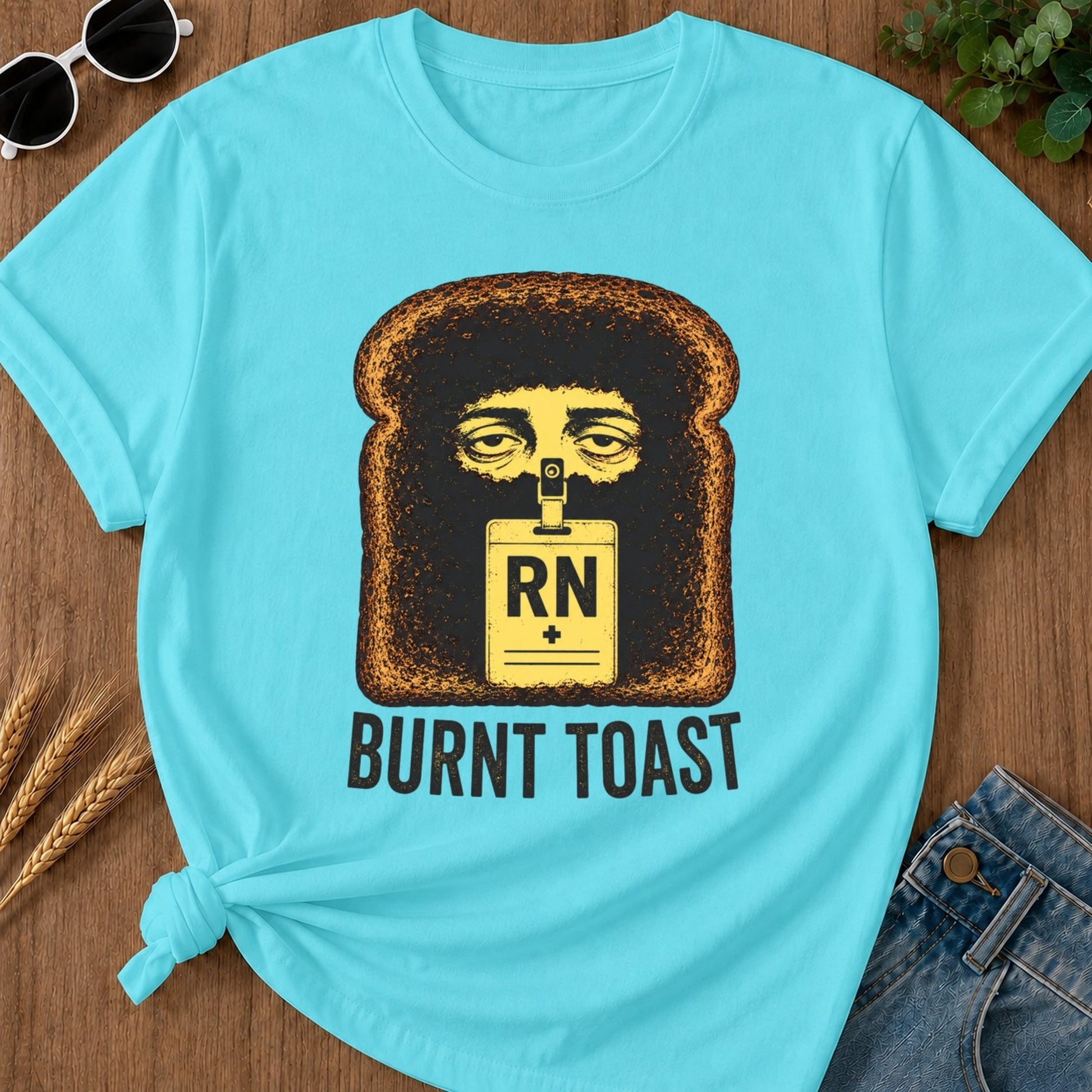 Burnt Toast T-shirt - Lagoon Blue Mockup