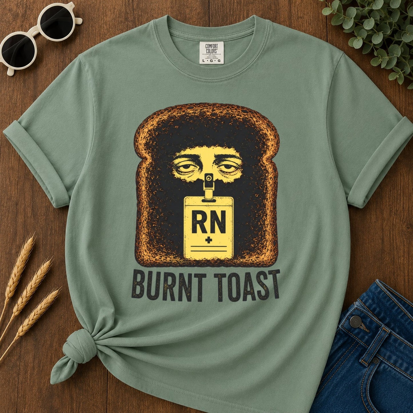Burnt Toast T-shirt - Light Green Mockup