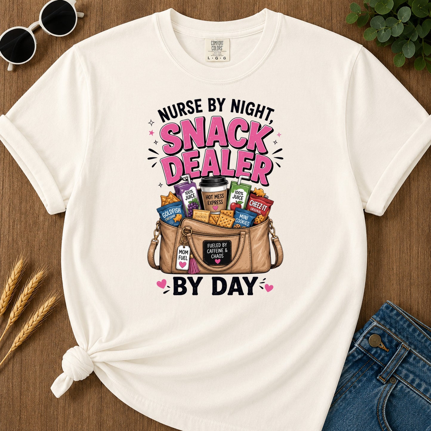 By A Night Nurse 100 Juice Hot Mess Cheez It Express T-Shirt - Ivory