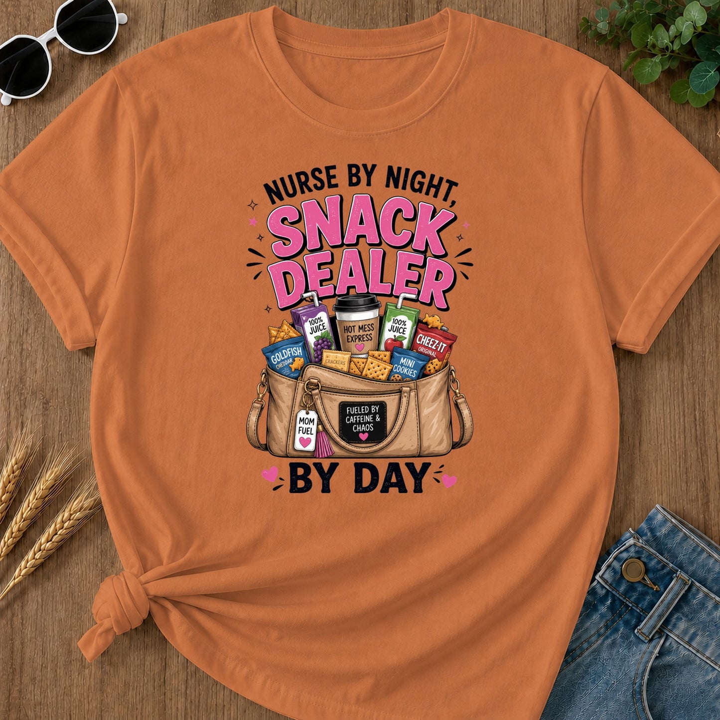 By A Night Nurse 100 Juice Hot Mess Cheez It Express T-Shirt - Yam