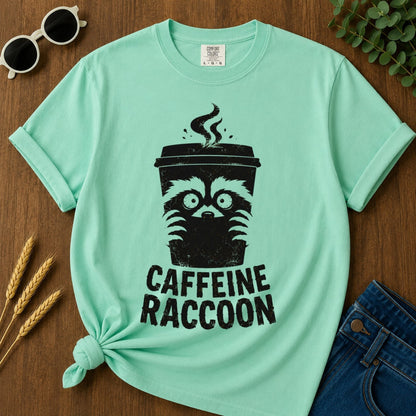 Caffeine Raccoon T-shirt - Island Reef Mockup