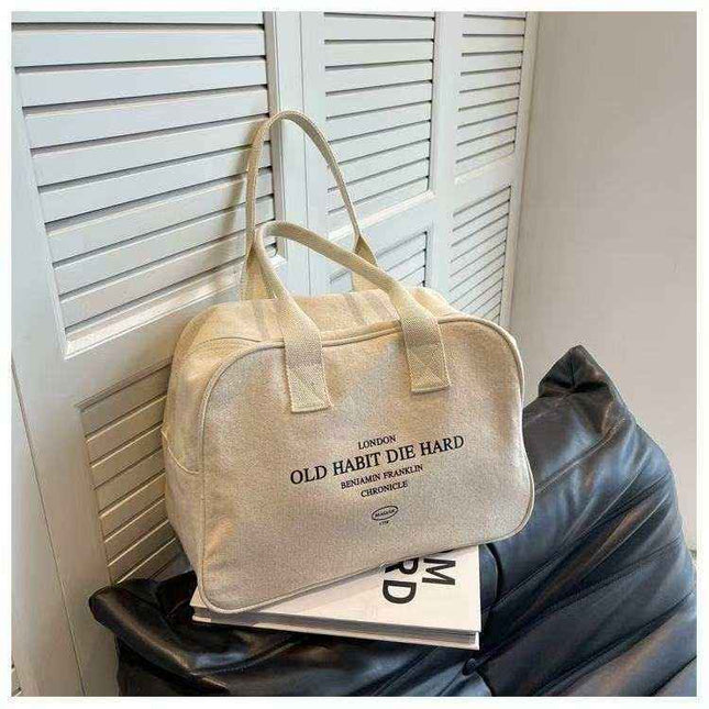 Canvas Shoulder Satchel Bag — Off - White Multi - Way - RAYZORA