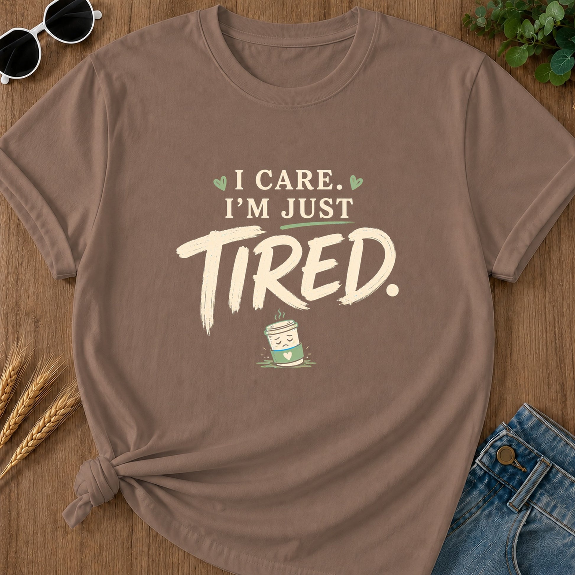 Care Just Tired T-Shirt - Espresso