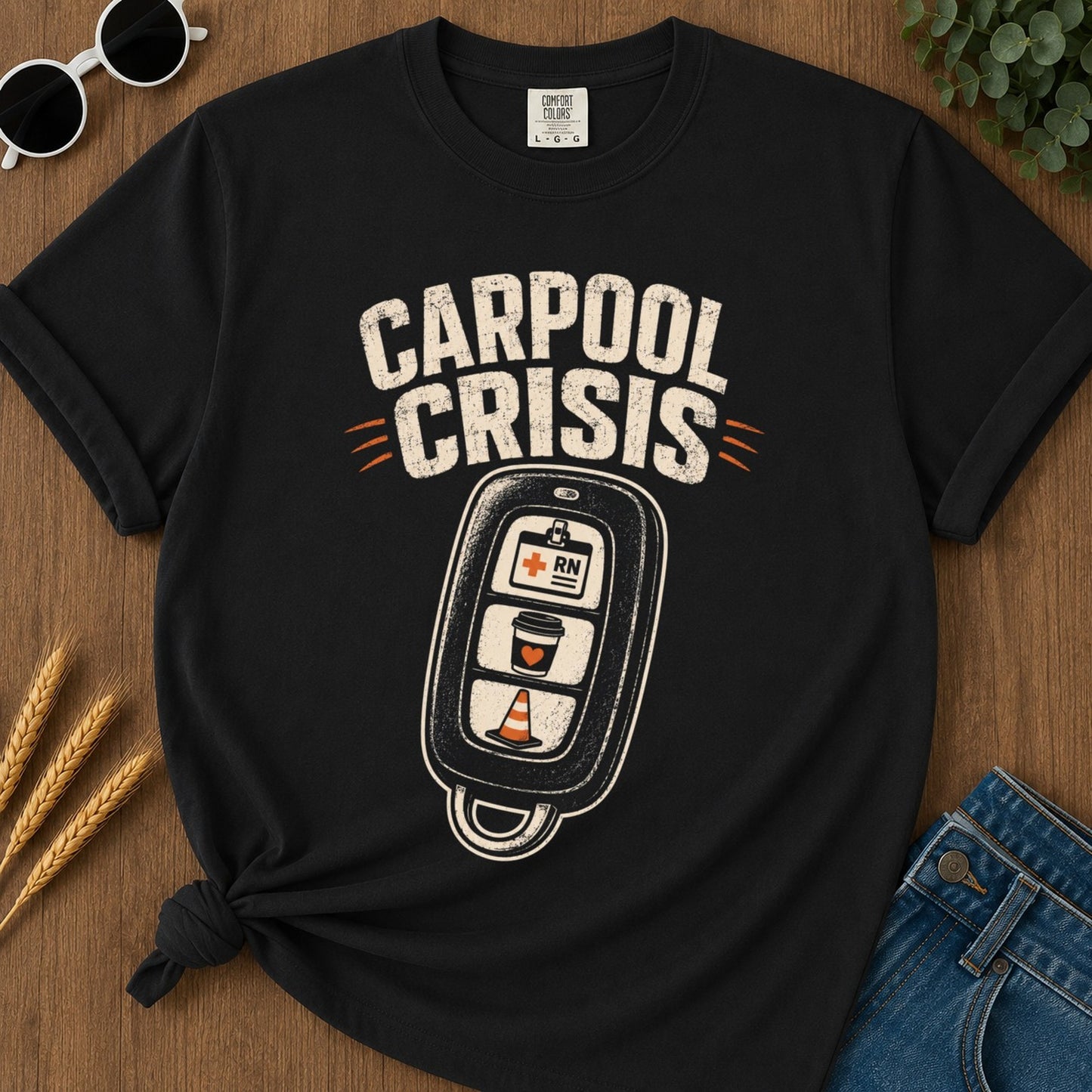 Carpool Crisis T-shirt - Black Mockup