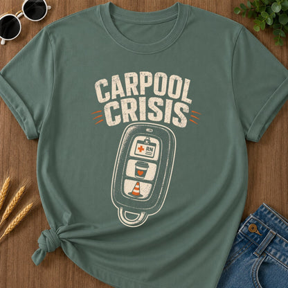 Carpool Crisis T-shirt - Blue Spruce Mockup