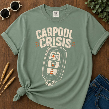 Carpool Crisis T-shirt - Light Green Mockup