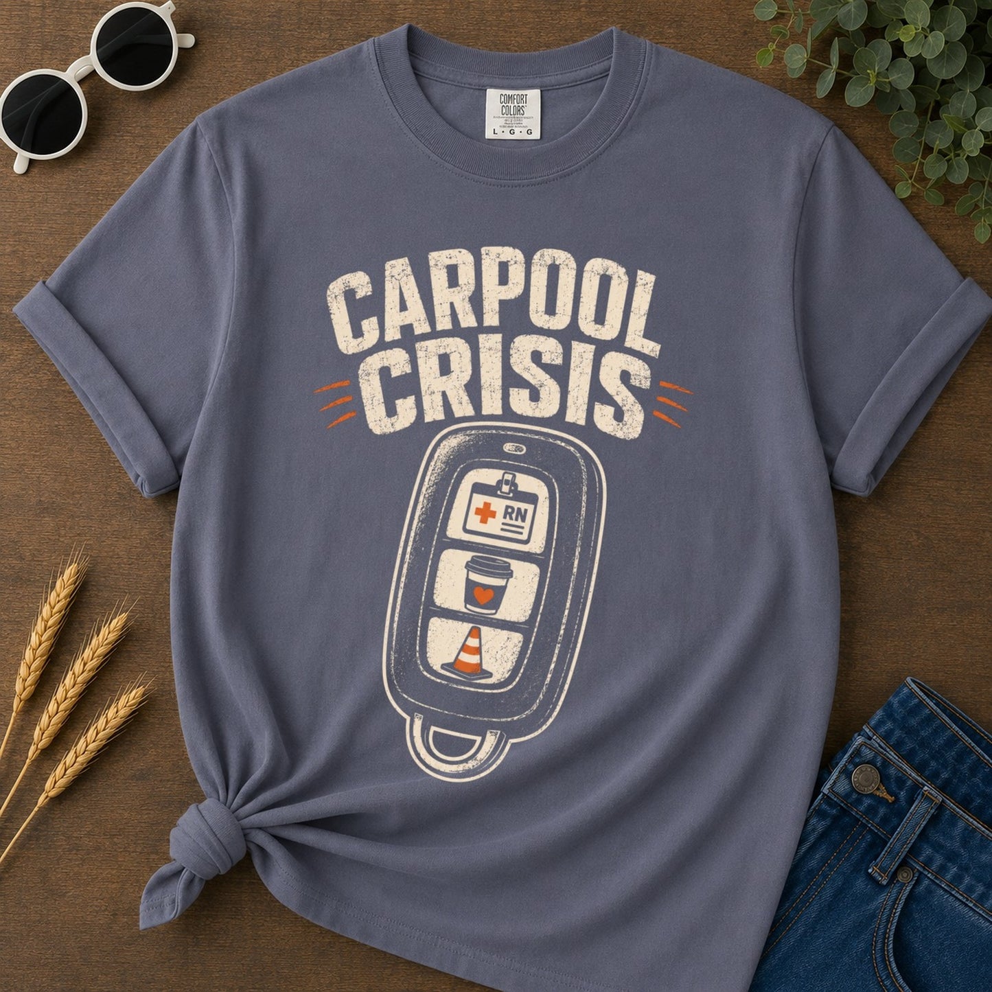 Carpool Crisis T-shirt - Navy Mockup