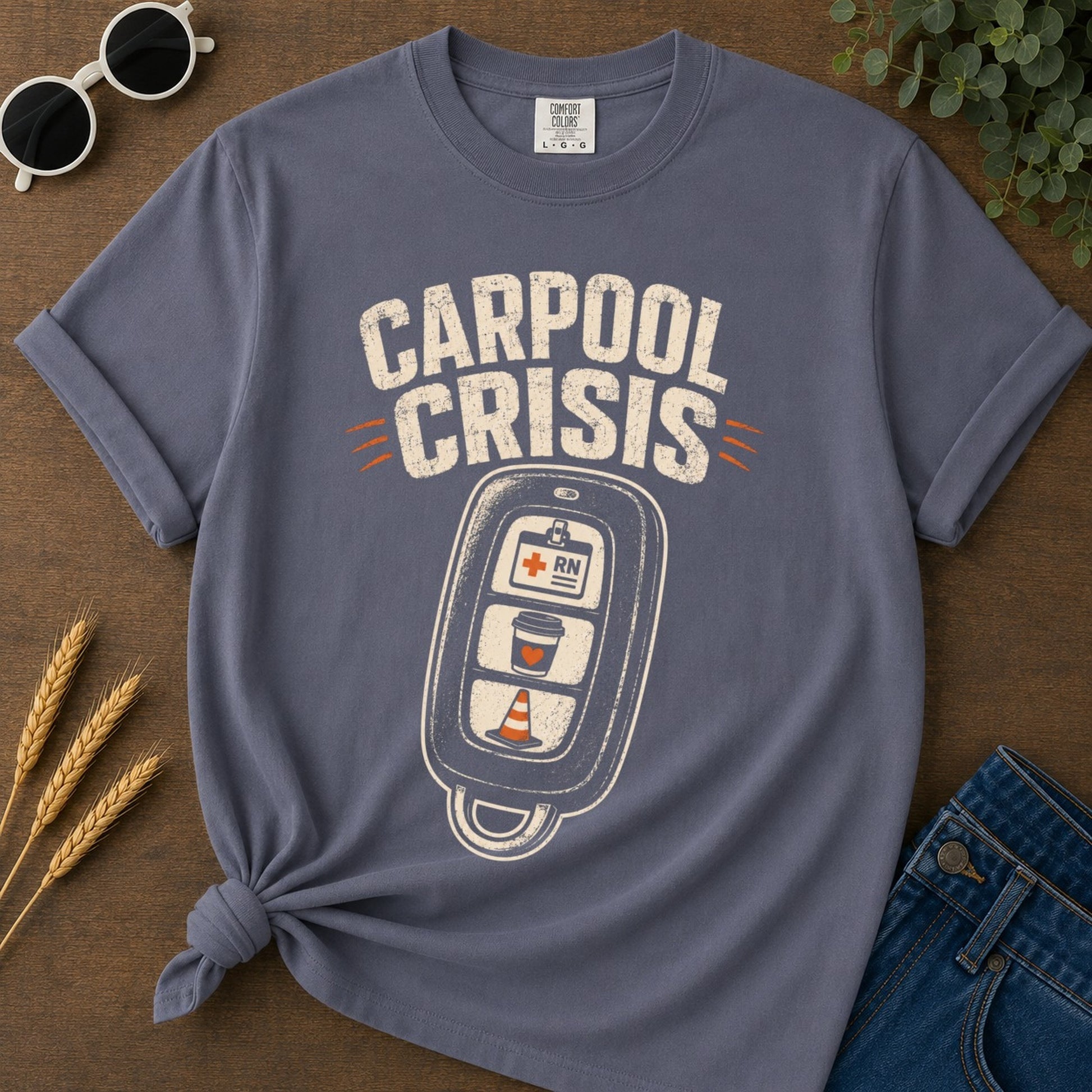 Carpool Crisis T-shirt - Navy Mockup