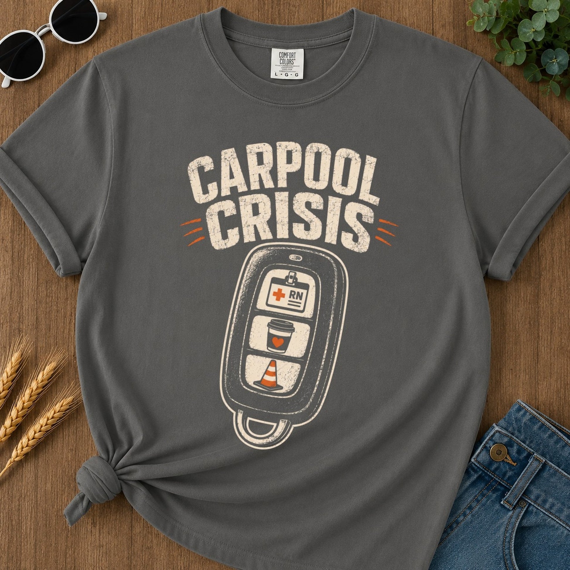 Carpool Crisis T-shirt - Pepper Mockup