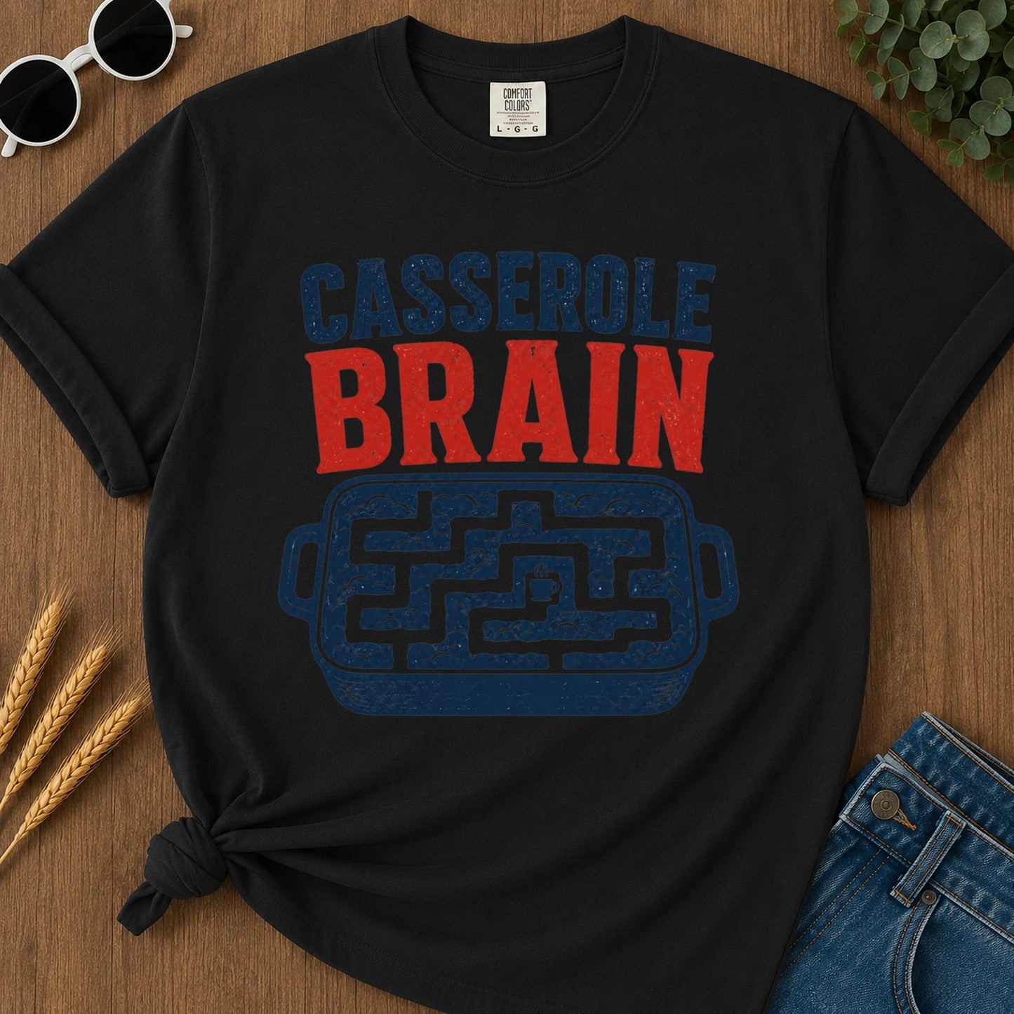 Casserole Brain T-shirt - Black Mockup