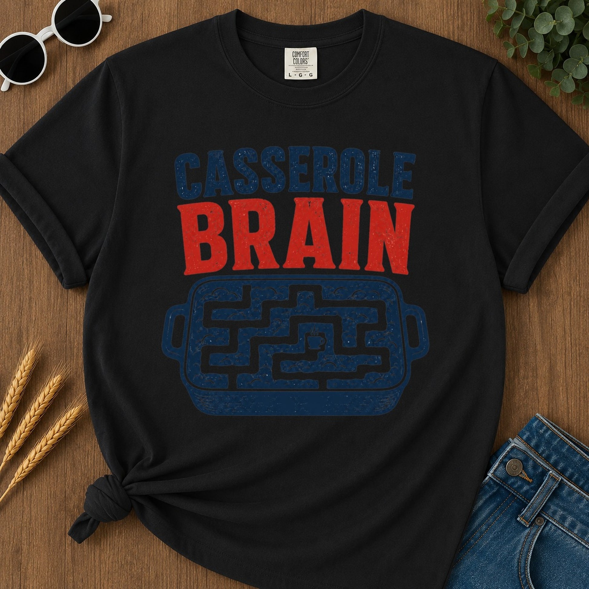 Casserole Brain T-shirt - Black Mockup