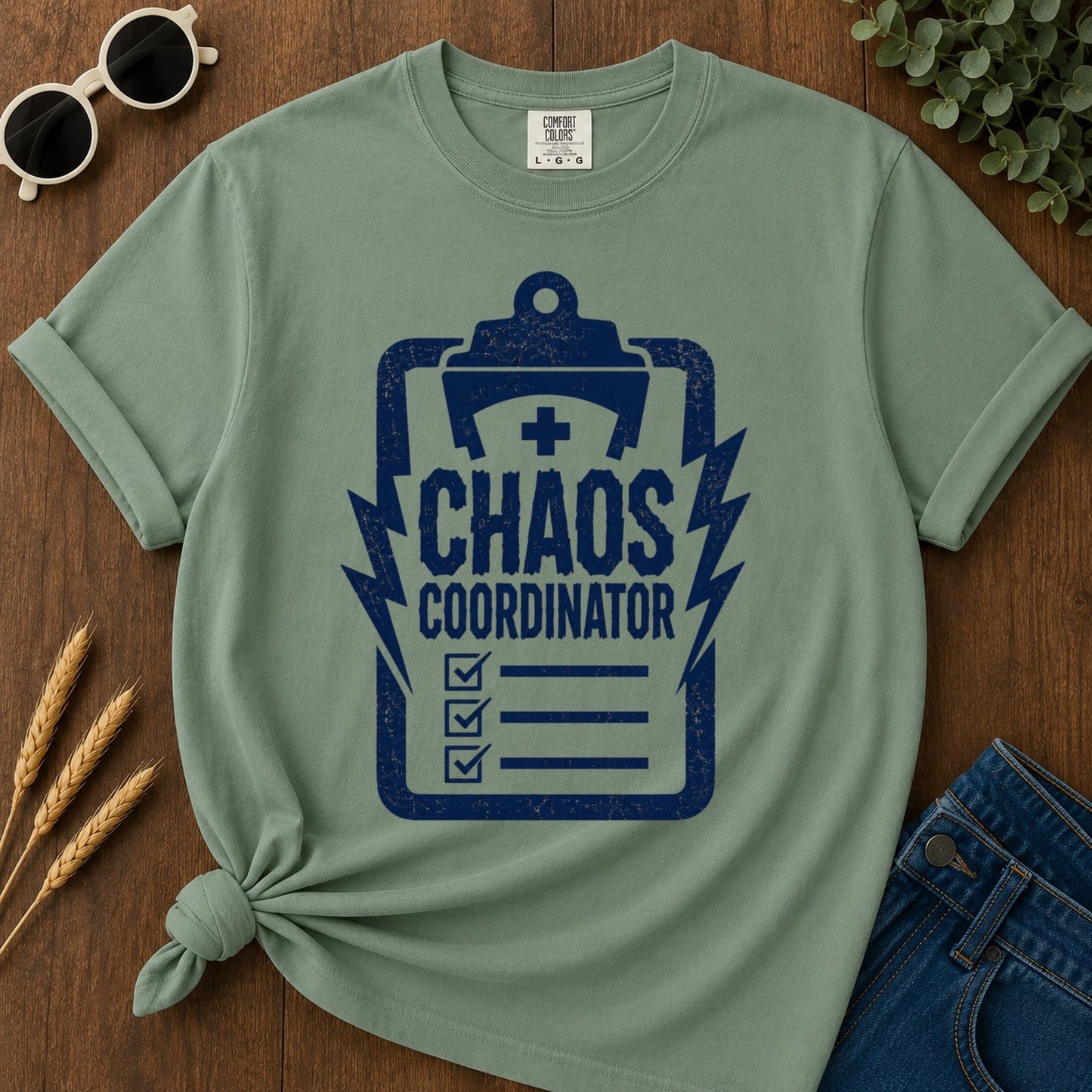 Chaos Coordinator T-shirt - Light Green Mockup