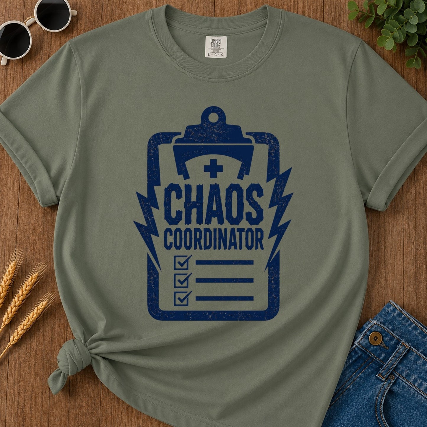 Chaos Coordinator T-shirt - Moss Mockup