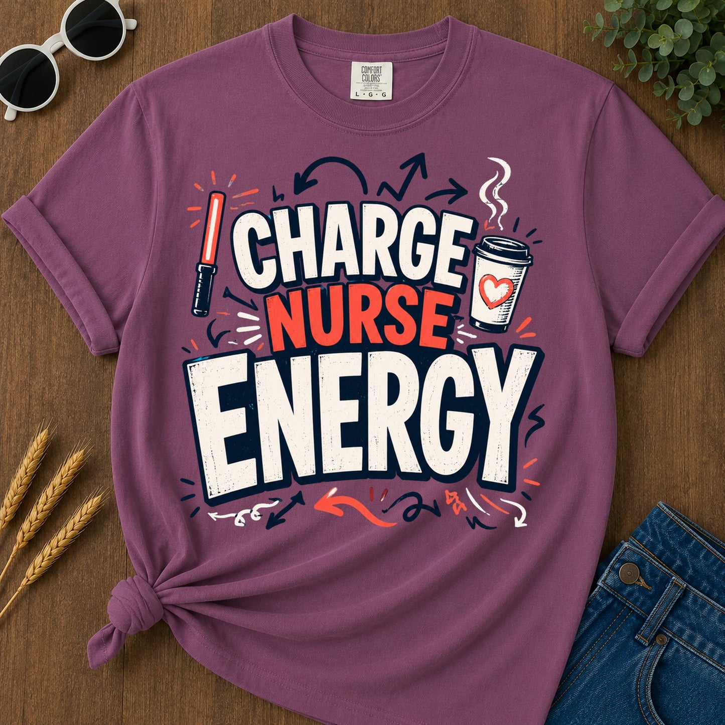 Charge Nurse Energy T-Shirt - Berry